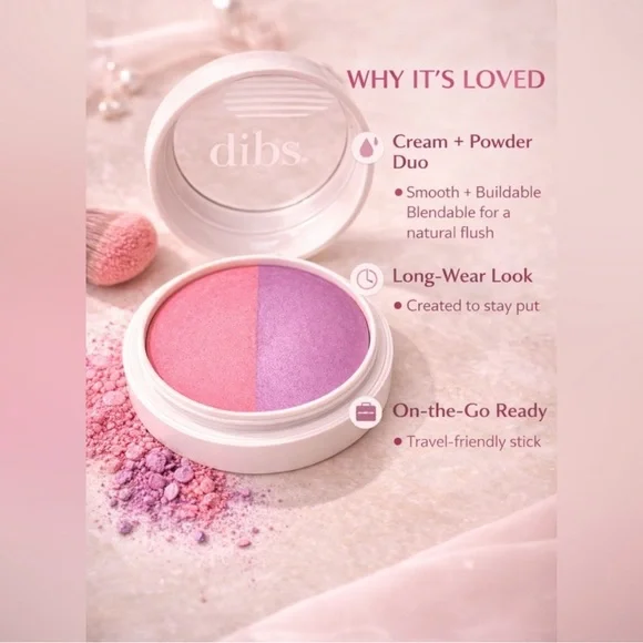 dibs Duet Baked Blush 3-in-1 Blush, Highlighter + Topper - VIP PINK - Picture 5 of 14